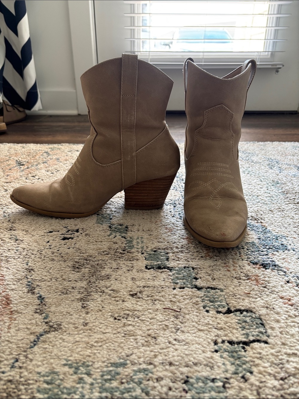 Classic Women's Tan Western Ankle Boots